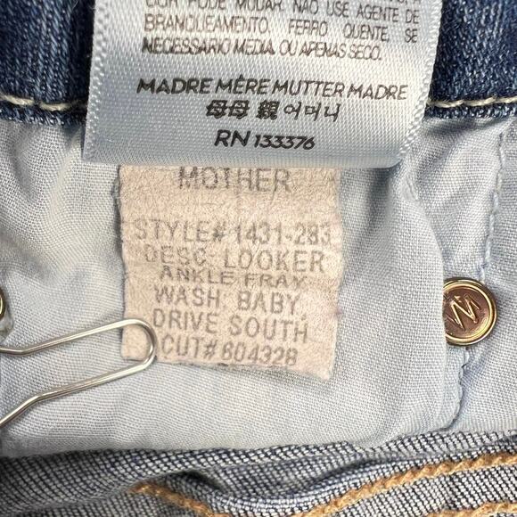 MOTHER Looker Ankle Fray Jeans Baby, Drive South Wash Low Rise Skinny Size 26 - Picture 11 of 15